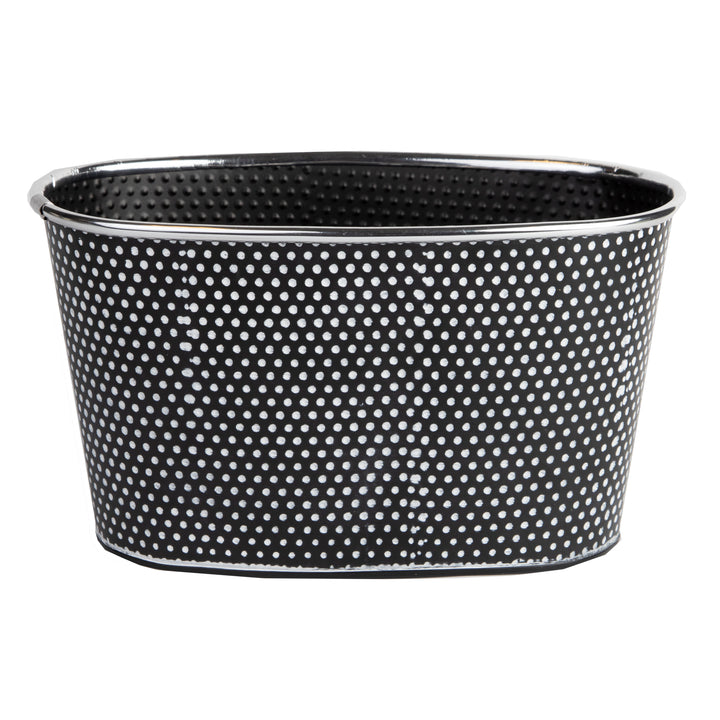 Gardener Select® 10 in. Embossed Oval Polka Dot Zinc Planter