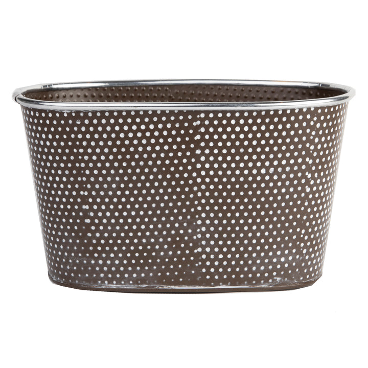 Gardener Select® 10 in. Embossed Oval Polka Dot Zinc Planter