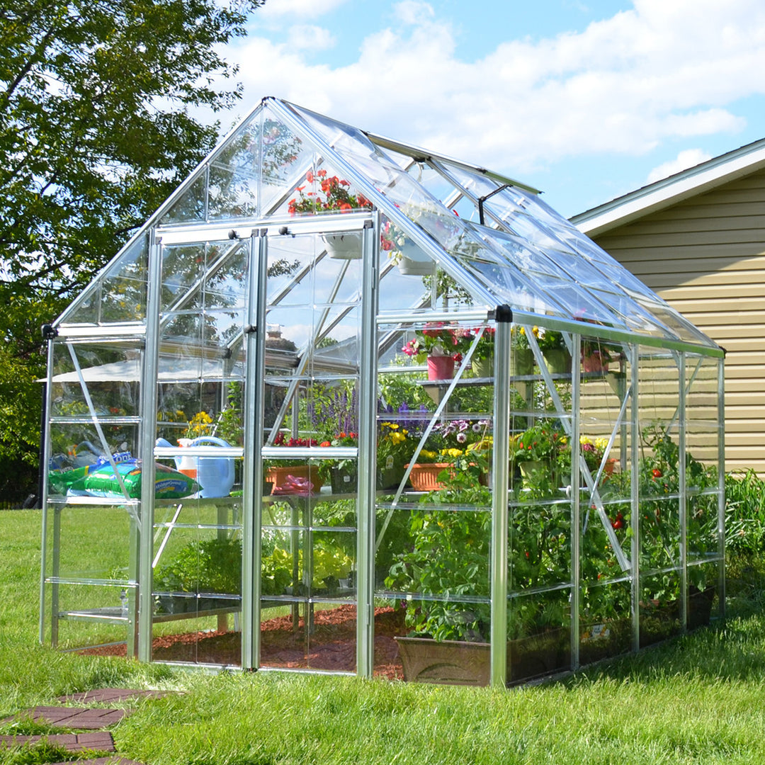 Snap & Grow Plus DIY Greenhouse Kit 8.5 ft. Wide with Single-layer Polycarbonate Panels and Aluminum Frame