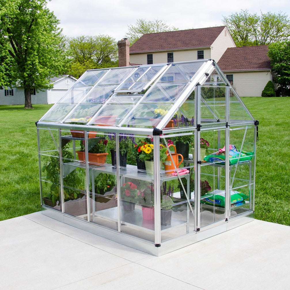 Snap & Grow DIY Greenhouse Kit 6 x 8 ft. with Single-layer Polycarbonate Panels and Aluminum Frame