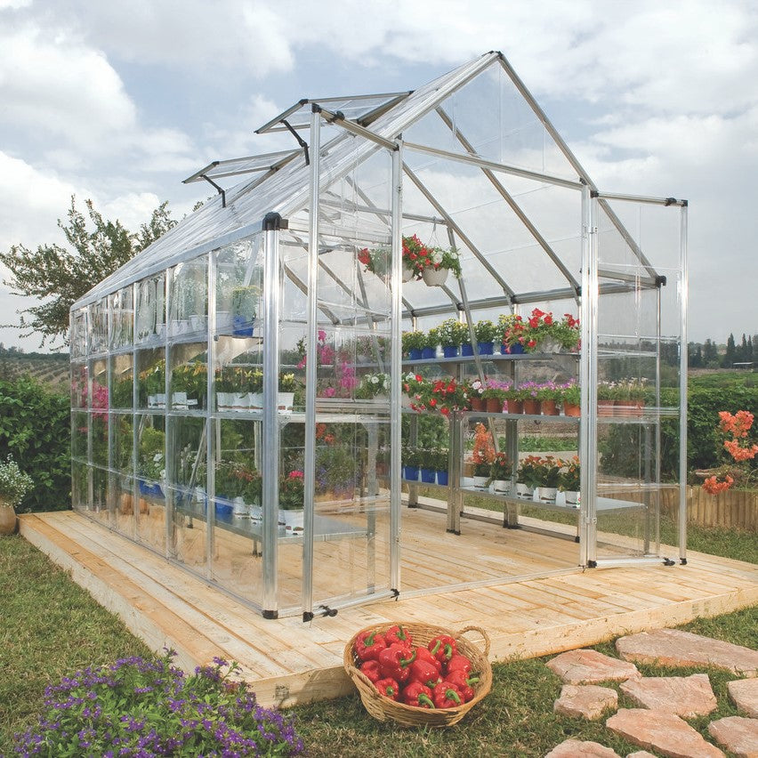 Snap & Grow Plus DIY Greenhouse Kit 8.5 ft. Wide with Single-layer Polycarbonate Panels and Aluminum Frame