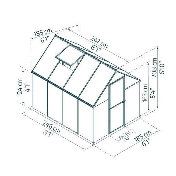 Mythos DIY Greenhouse Kit 6 x 8 ft. with 4mm TwinWall Polycarbonate Panels and Aluminum Frame