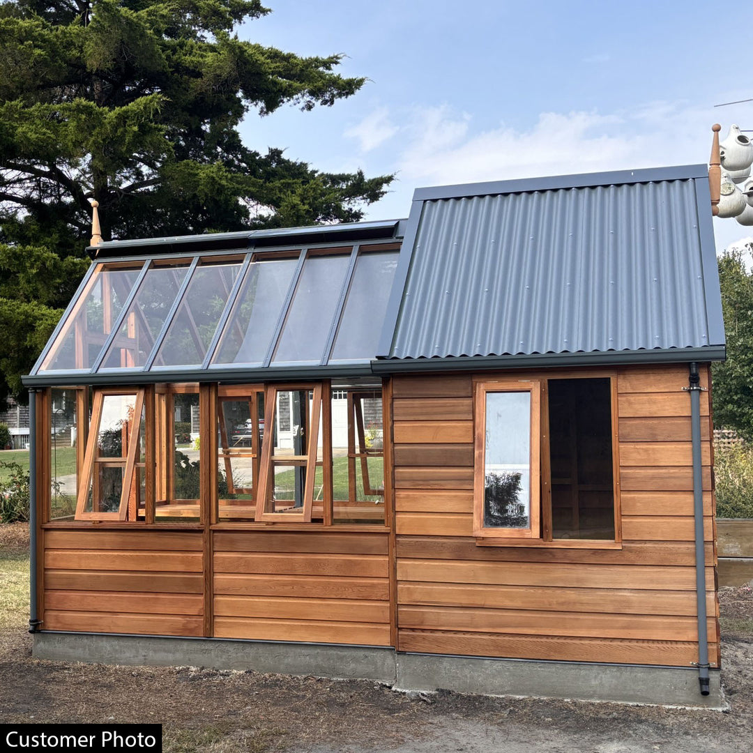 Gabriel Ash Rosemoor Combo Greenhouse/Shed Kit with Tempered Glass and Red Cedar Wood Frame