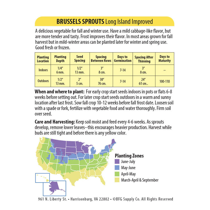 Wetsel Seed™ Long Island Improved Brussel Sprouts Seed